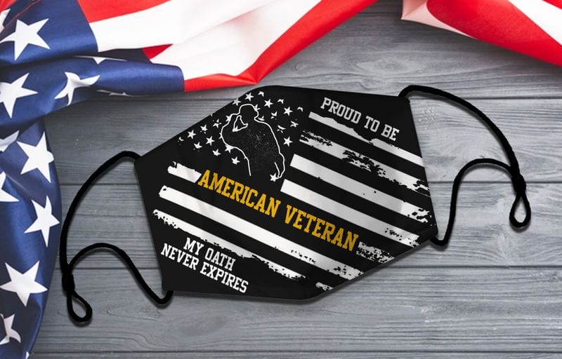 Proud To Be American Veteran Face Mask Black and white Proud To Be American Veteran Face Mask