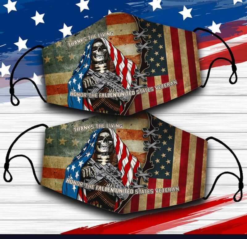 Thanks The Living Honor The Fallen Face Mask Thanks The Living Honor The Fallen U.S Veteran Face Mask