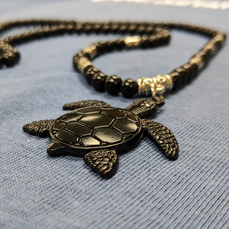 Black and Silver Turtle Necklace Black and Silver Sea Turtle Necklace