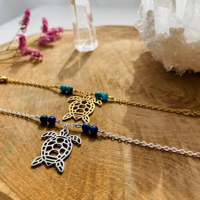 Turtle Necklace with Stainless Steel Chain Turtle Necklace with Stainless Steel Chain (Silver or Gold) Handmade